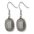 Stainless Steel Polished and Antiqued CZ Shepherd Hook Earrings - Birthstone Company