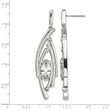 Stainless Steel Polished and Textured CZ Post Dangle Earrings - Birthstone Company
