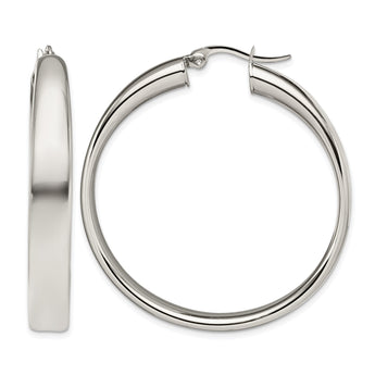Stainless Steel Polished 6.75mm Hoop Earrings - Birthstone Company