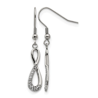 Stainless Steel Infinity Symbol with CZs Shepherd Hook Earrings - Birthstone Company