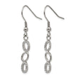 Stainless Steel Polished CZ Shepherd Hook Earrings - Birthstone Company