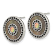 Stainless Steel Polished Pear Black Mother of Pearl Button Earrings for Women - Birthstone Company