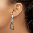 Stainless Steel Polished Black Ceramic CZ Dangle Post Earrings - Birthstone Company