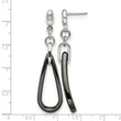 Stainless Steel Polished Black Ceramic CZ Dangle Post Earrings - Birthstone Company
