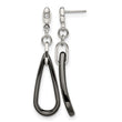 Stainless Steel Polished Black Ceramic CZ Dangle Post Earrings - Birthstone Company