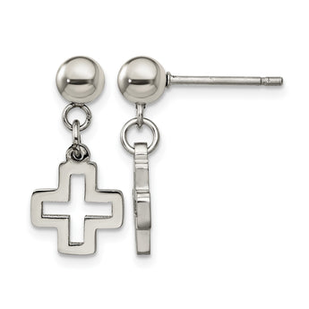 Stainless Steel Cross Post Dangle Earrings - Birthstone Company