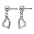 Stainless Steel 5 mm Ball Post Heart Dangle Earrings - Birthstone Company