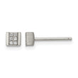 Stainless Steel Brushed CZ Post Earrings - Birthstone Company