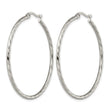 Stainless Steel Polished and Textured Hoop Earrings - Birthstone Company