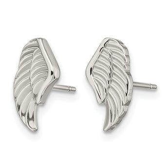 Stainless Steel Polished Angel Wing Post Earrings - Birthstone Company