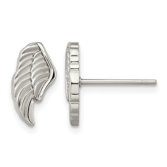 Stainless Steel Polished Angel Wing Post Earrings - Birthstone Company