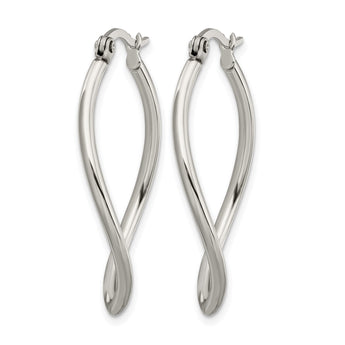 Stainless Steel Polished Wavy Hoop Earrings - Birthstone Company