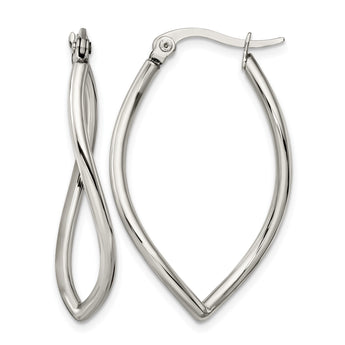 Stainless Steel Polished Wavy Hoop Earrings - Birthstone Company