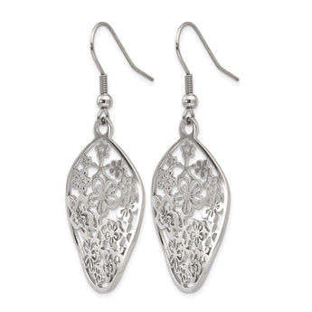 Stainless Steel Polished Flower Dangle Shepherd Hook Earrings - Birthstone Company