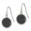 Stainless Steel Polished Black Crystal Shepherds Hook Earrings - Birthstone Company