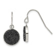 Stainless Steel Polished Black Crystal Shepherds Hook Earrings - Birthstone Company