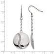 Stainless Steel Polished w/ CZ Dangle Shepherd Hook Earrings - Birthstone Company