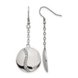 Stainless Steel Polished w/ CZ Dangle Shepherd Hook Earrings - Birthstone Company