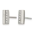 Stainless Steel Brushed CZ Bar Post Earrings - Birthstone Company
