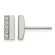 Stainless Steel Brushed CZ Bar Post Earrings - Birthstone Company