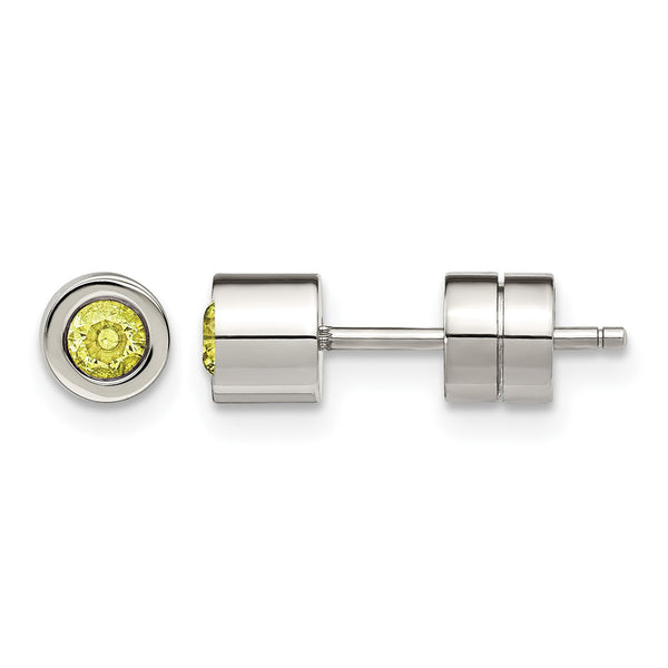 Stainless Steel CZ August Birthstone Polished Post Earrings - Birthstone Company