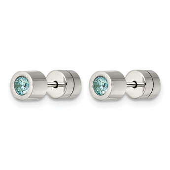 Stainless Steel CZ Dec Birthstone Polished Post Earrings - Birthstone Company