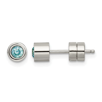 Stainless Steel CZ Dec Birthstone Polished Post Earrings - Birthstone Company