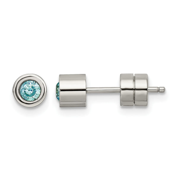 Stainless Steel CZ Dec Birthstone Polished Post Earrings - Birthstone Company