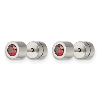 Stainless Steel CZ Jan Birthstone Polished Post Earrings - Birthstone Company