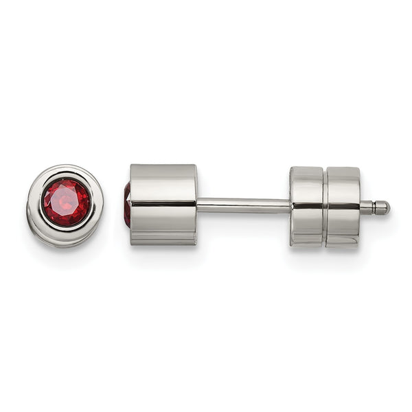 Stainless Steel CZ Jan Birthstone Polished Post Earrings - Birthstone Company