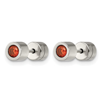 Stainless Steel CZ July Birthstone Polished Post Earrings - Birthstone Company