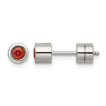 Stainless Steel CZ July Birthstone Polished Post Earrings - Birthstone Company