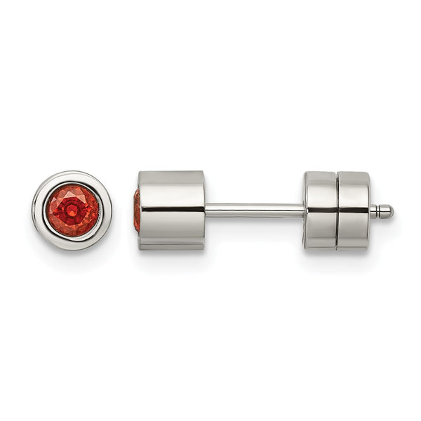 Stainless Steel CZ July Birthstone Polished Post Earrings - Birthstone Company