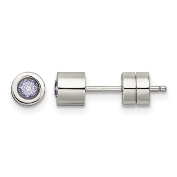 Stainless Steel CZ June Birthstone Polished Post Earrings - Birthstone Company