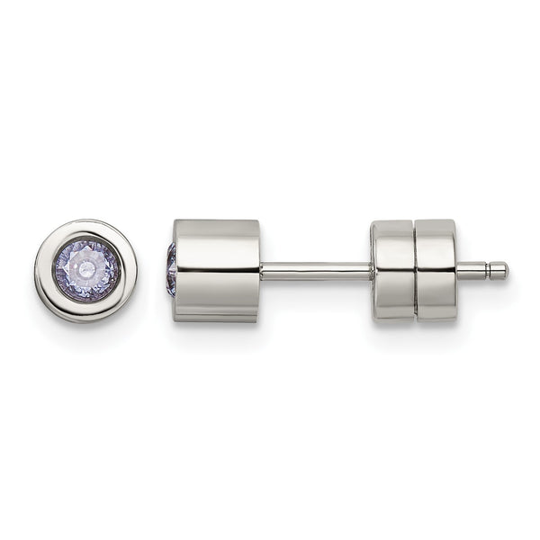 Stainless Steel CZ June Birthstone Polished Post Earrings - Birthstone Company