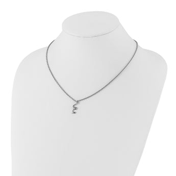 Stainless Steel Polished Snake Swirl w/CZ 18in Necklace - Birthstone Company