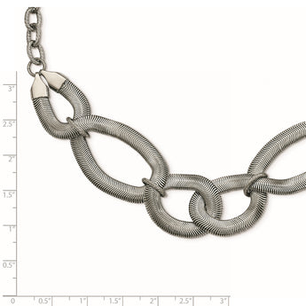 Stainless Steel Interlinked Oval 16.5in w/ext Necklace - Birthstone Company