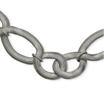 Stainless Steel Interlinked Oval 16.5in w/ext Necklace - Birthstone Company