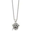 Stainless Steel Black Agate Fancy Pendant Necklace - Birthstone Company