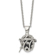 Stainless Steel Black Agate Fancy Pendant Necklace - Birthstone Company