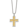 Unisex Stainless Steel Cross Necklace with 14K Gold & Diamond Accent - Birthstone Company