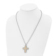 Unisex Stainless Steel Cross Necklace with 14K Gold & Diamond Accent - Birthstone Company