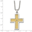 Unisex Stainless Steel Cross Necklace with 14K Gold & Diamond Accent - Birthstone Company