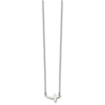 Stainless Steel Polished Sideways Cross 18in Necklace - Birthstone Company