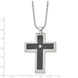 Stainless Steel Diamond Cross Pendant with Carbon Fiber Inlay - Birthstone Company