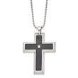 Stainless Steel Diamond Cross Pendant with Carbon Fiber Inlay - Birthstone Company