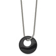 Stainless Steel Black Onyx Large Circular Polished Necklace - Birthstone Company