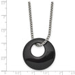 Stainless Steel Black Onyx Large Circular Polished Necklace - Birthstone Company