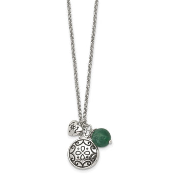 Stainless Steel Antiqued with 2in extension Synthetic Jade Necklace - Birthstone Company