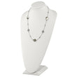 Stainless Steel Polished w/Black Mother of Pearl & CZ w/3in ext Necklace - Birthstone Company